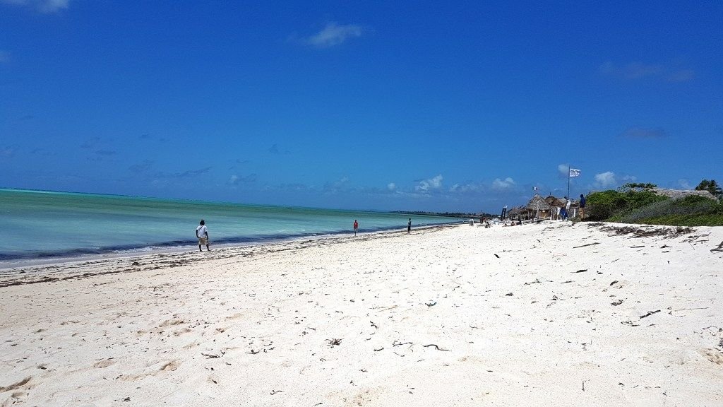 La lunga spiaggia bianca di Watamu a bassa marea